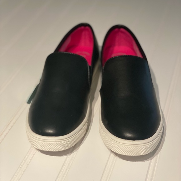Girls Black and White Slip on Shoe Sneaker Size 3 Memory Foam Loafer Glitter NEW - Picture 4 of 10